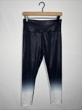 WAP144 {Zyia} Blue Metallic Sparkle White Ombre High Rise Leggings